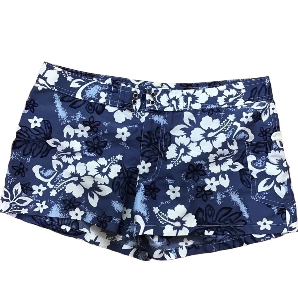 NITROGEN mini shorts liberty floral blue white Hawaiian style  size 7